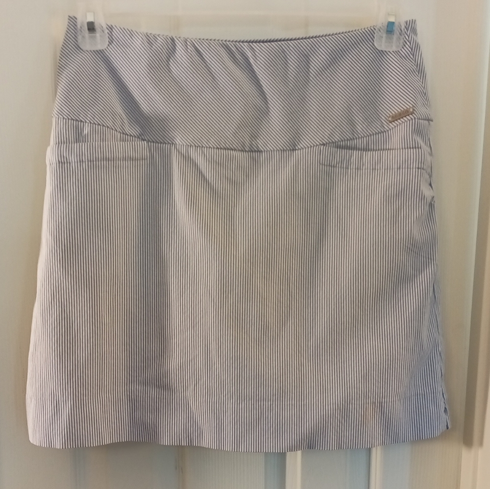S.C.&CO. Blue/White Striped Active Skorts W Pockets Stretchy Medium